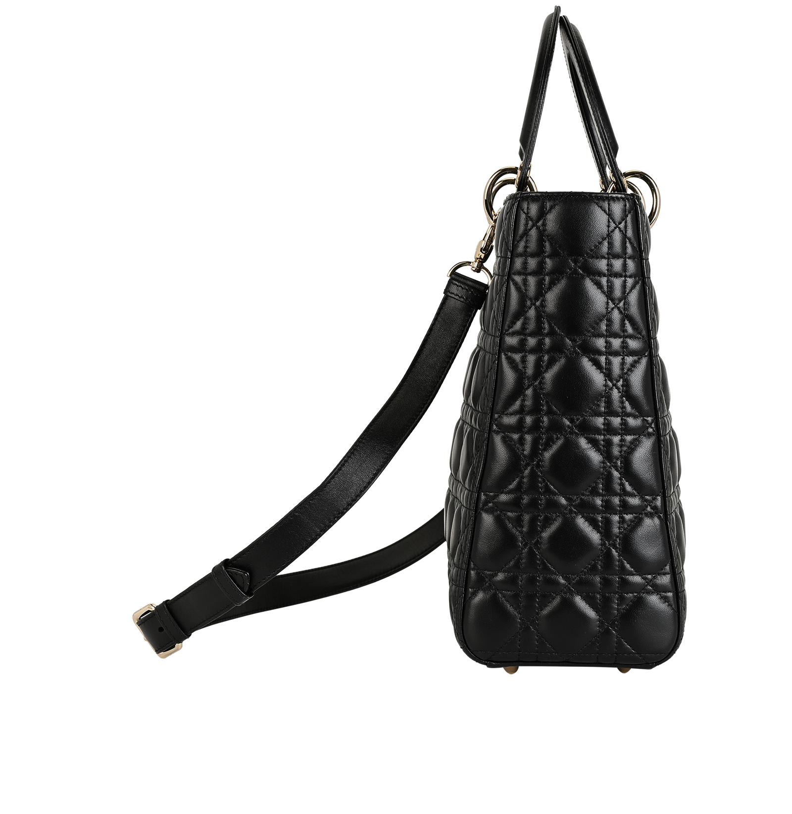 Large Lady Dior, &pound;2,300, Handbags, Black, Leather, Side view